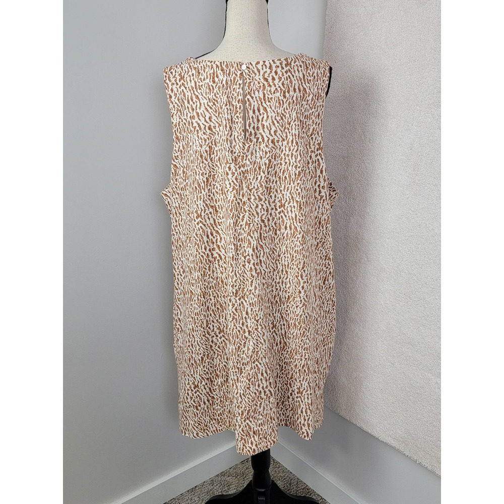Old Navy Shift Dress Womens XXL Brown Excellent Linen Blend Animal Print Pockets - Picture 3 of 10